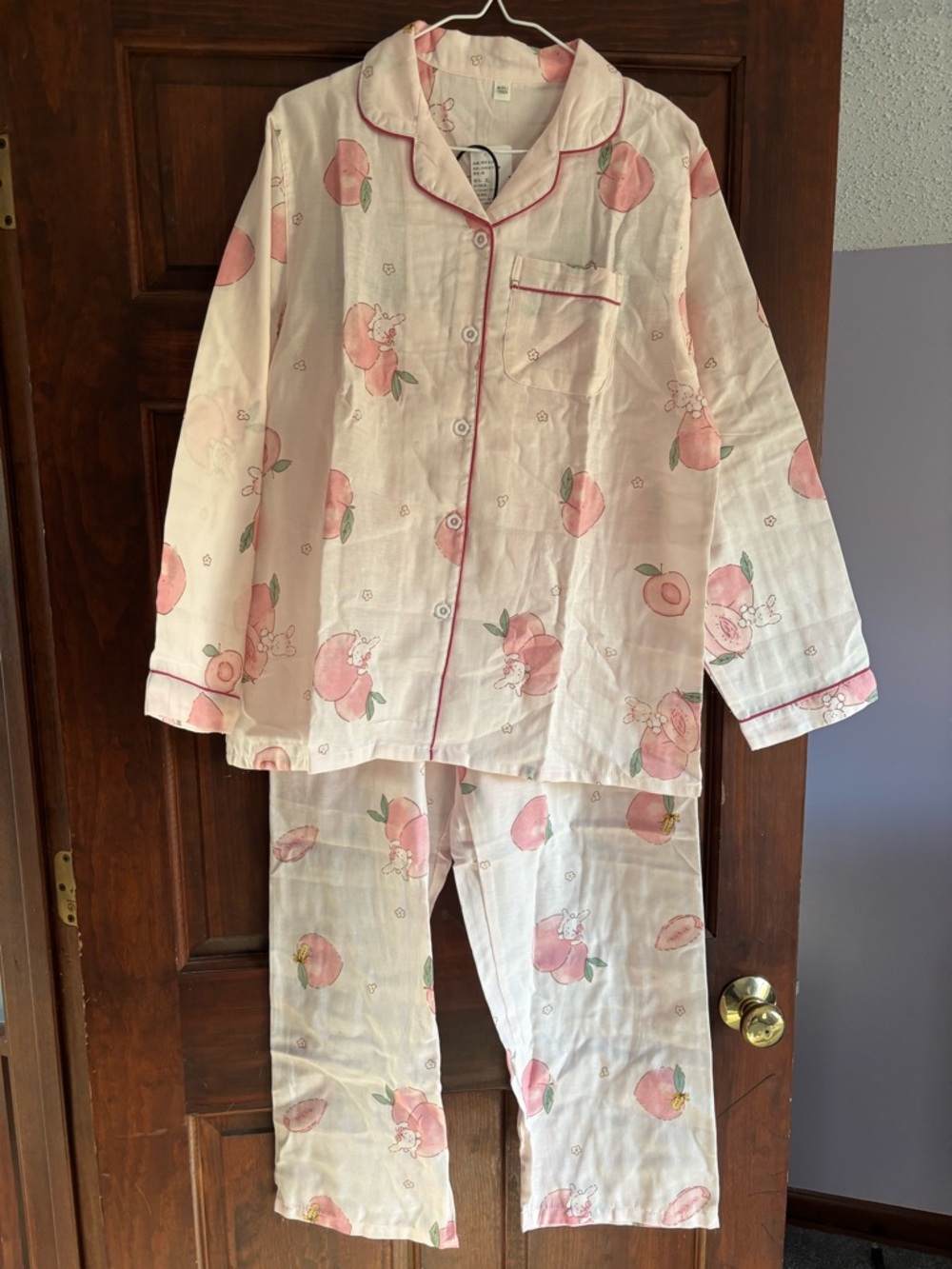 Women’s Pink Peach Print Cotton Pajama Set